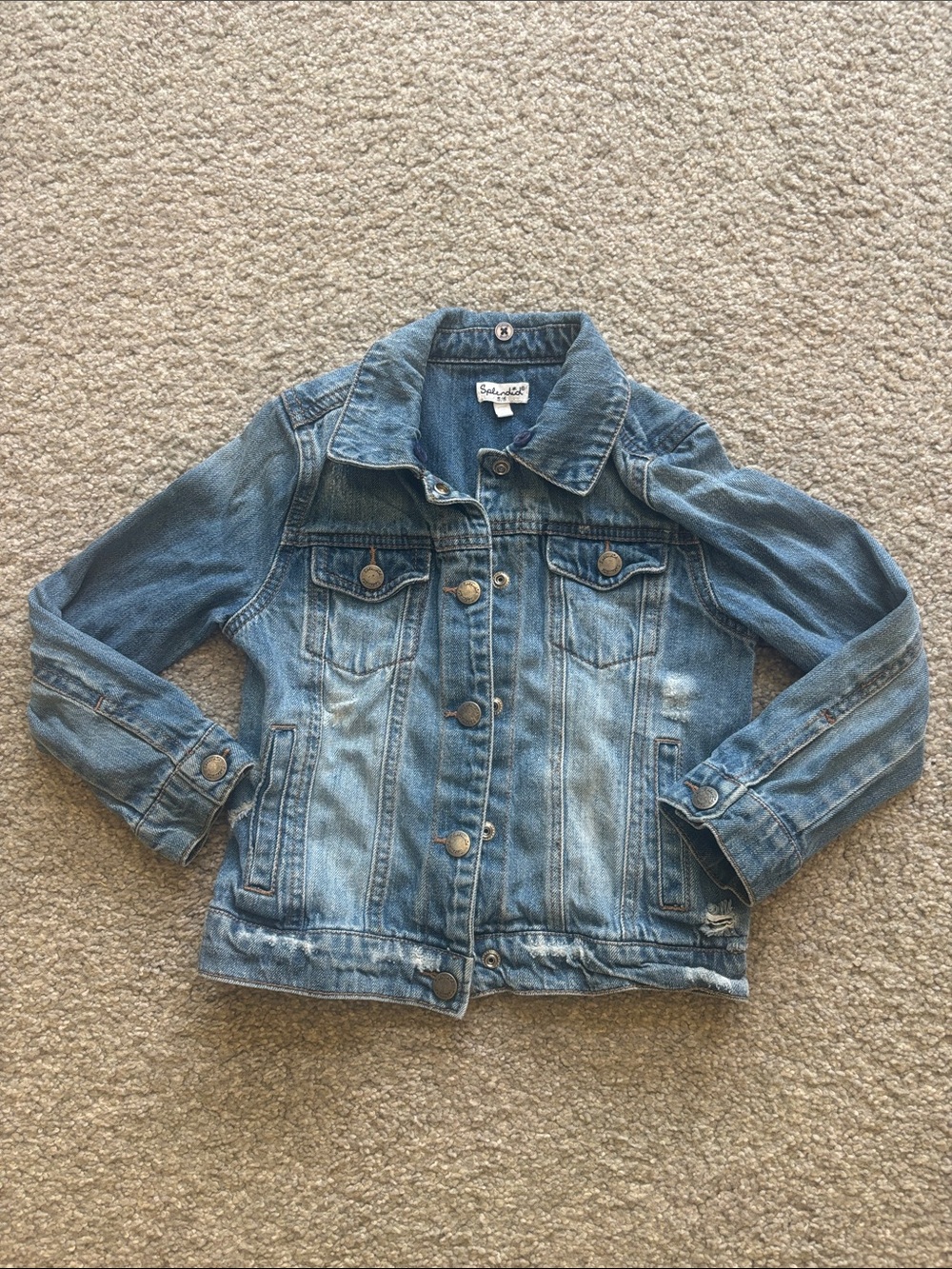 Splendid Light Blue DistressedKids Denim Jacket w/Snap Buttons girls size 5/6